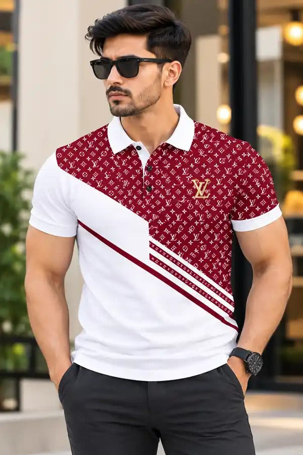 Men's Stylish Printed Polo T-Shirt